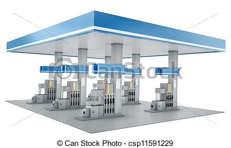 450x290 Gas Station Isolated On White Background. 3d Render. Clip Art