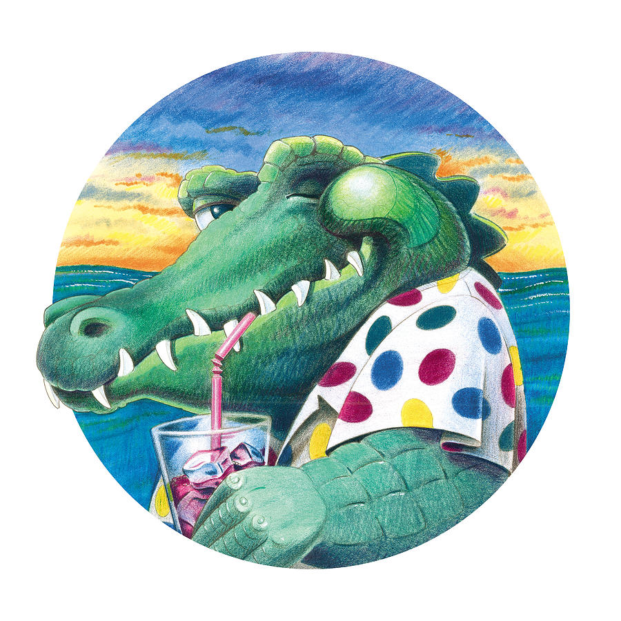 900x900 Party Gator Drawing By Todd Baxter
