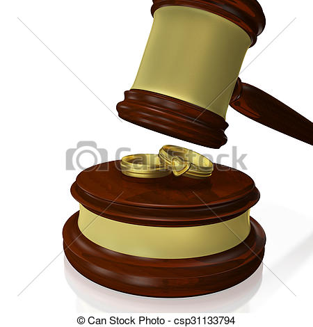 450x470 Wedding Rings Judge Gavel Mallet. A 3d Illustration Of A Stock