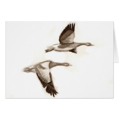 400x400 Goose In Flight Drawing Card Zazzle.co.uk