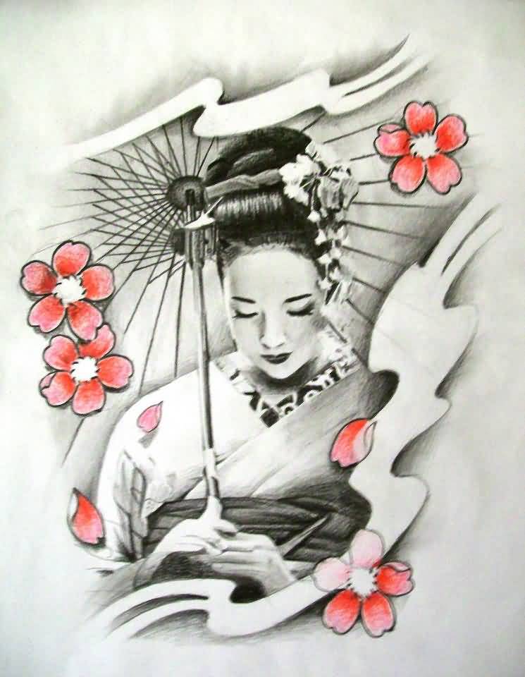 Geisha Tattoo Drawing at GetDrawings | Free download