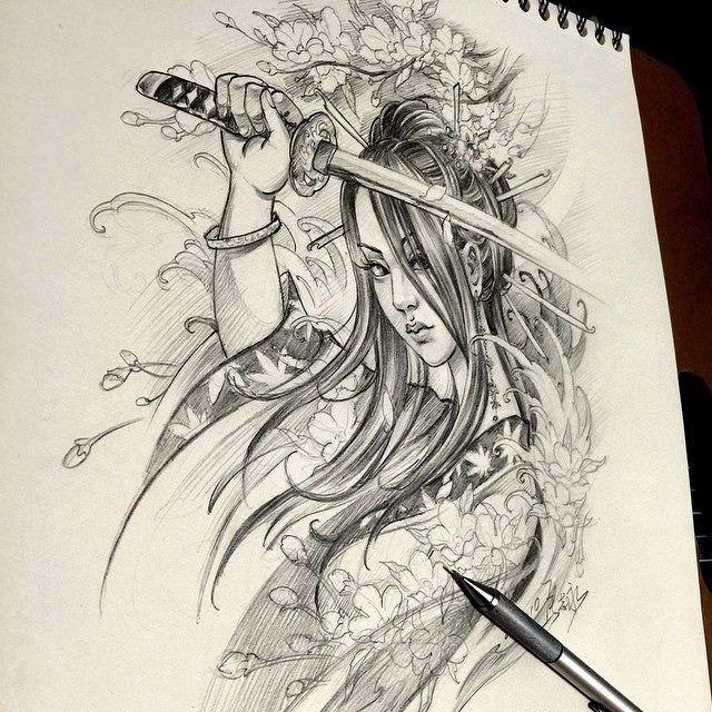 Geisha Warrior Drawing at GetDrawings | Free download