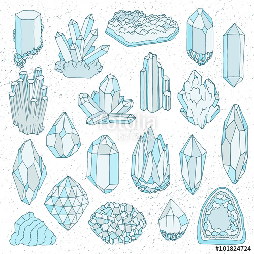 500x500 Vector Hand Drawn Line Crystal, Mineral, Gem Playing Cards