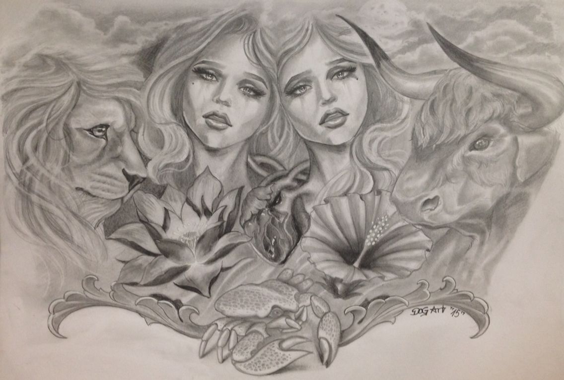 1136x766 Taurus Lion Tattoo Drawing Gemini Cancer My Drawings