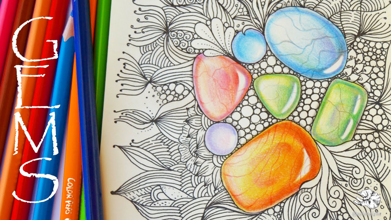 1280x720 How To Draw Gems Colored Pencil Tutorial Zentangle Inspired