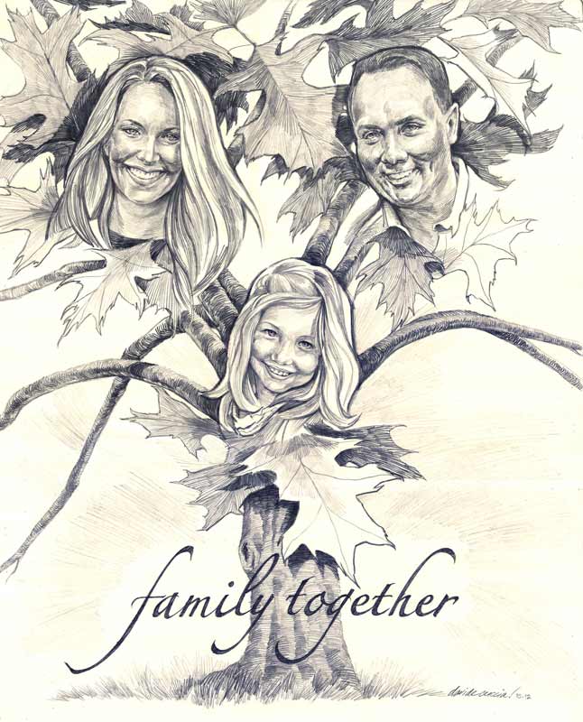 646x800 Pencil Portrait Family Tree Graphic Designer