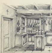 174x180 Pencil Drawing General Store, Circa 1950