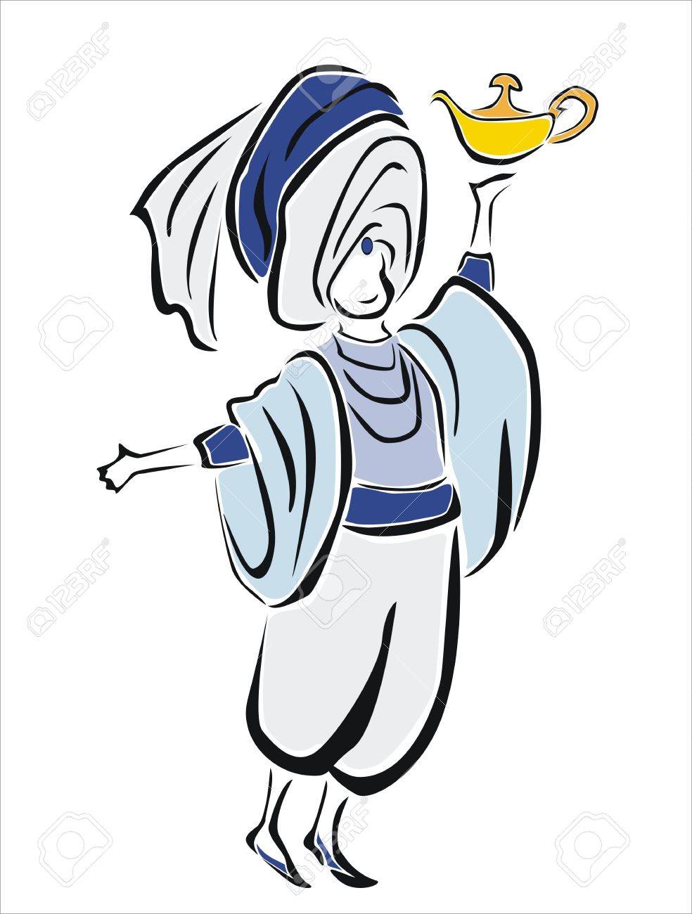 984x1300 Drawing Of A Genie With His Lamp Royalty Free Cliparts, Vectors