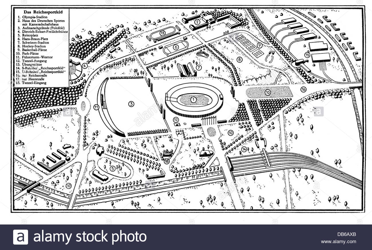 1300x872 Geography Travel, Germany, Berlin, Olympic Area, Map, Drawing