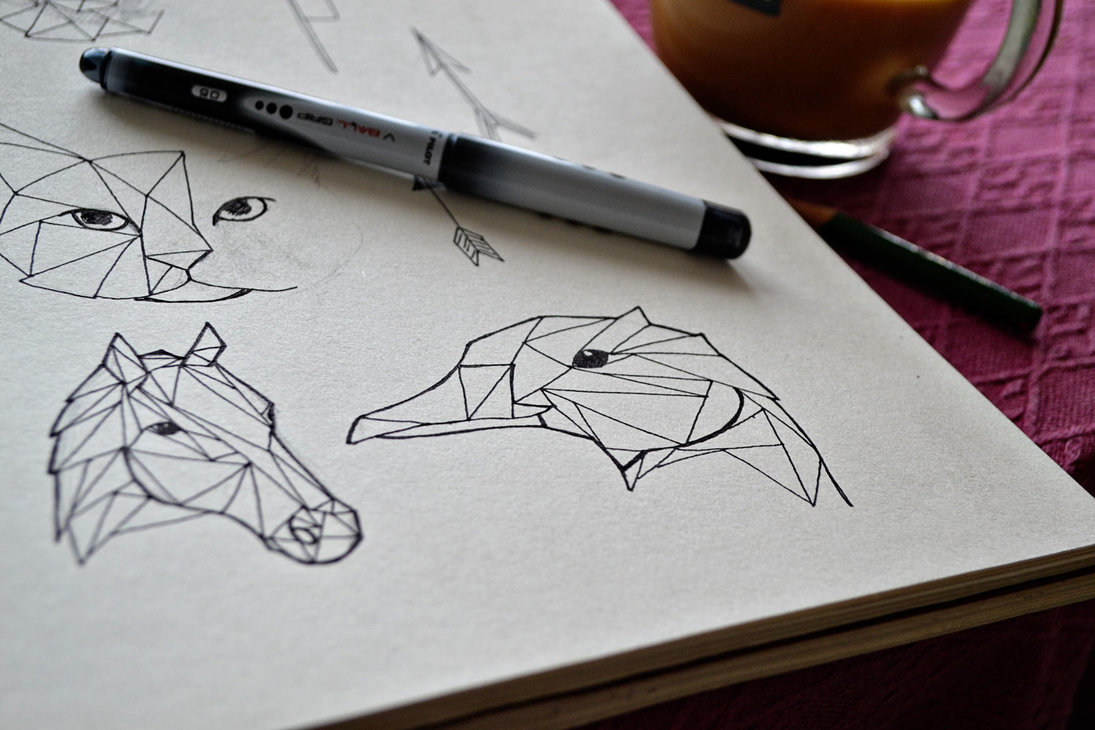 1095x730 Geometric Animal Drawings By Pumora