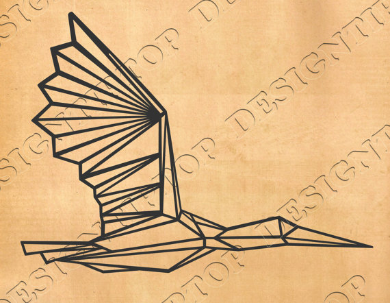 570x442 Geometric Bird Svg,geometric Crane, Origami Print, Polygonal Svg