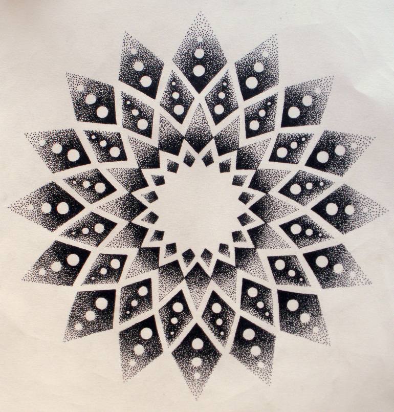 770x805 Saatchi Art Geometric Flower Drawing By Tamara Lee