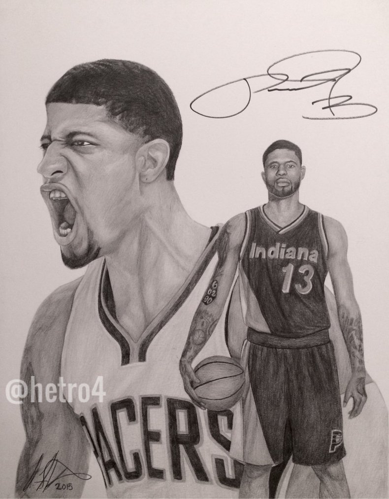 790x1012 Paul George Drawing By Hetro4