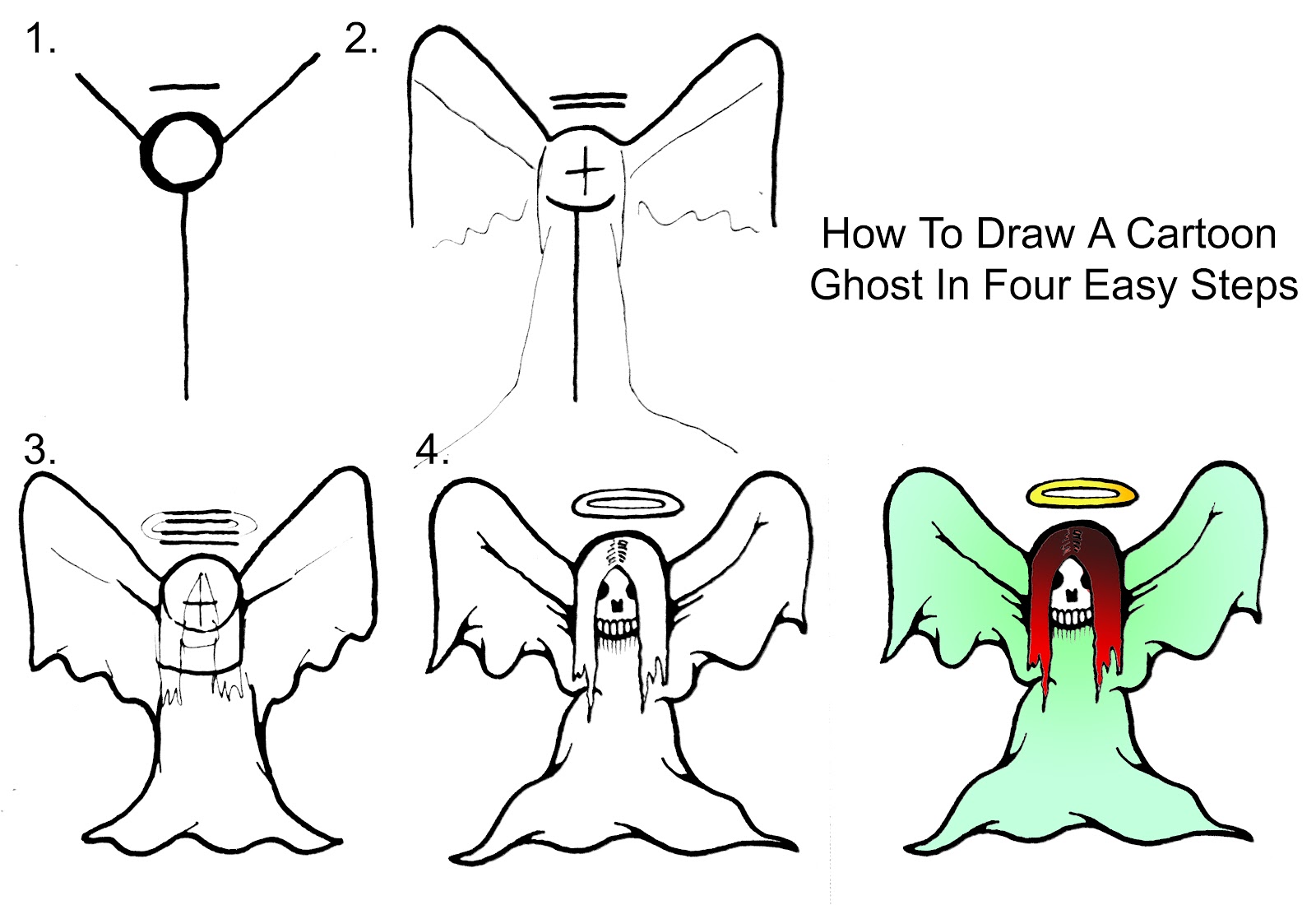 1600x1100 How To Draw A Cartoon Ghost Step By Step Daryl Hobson Artwork