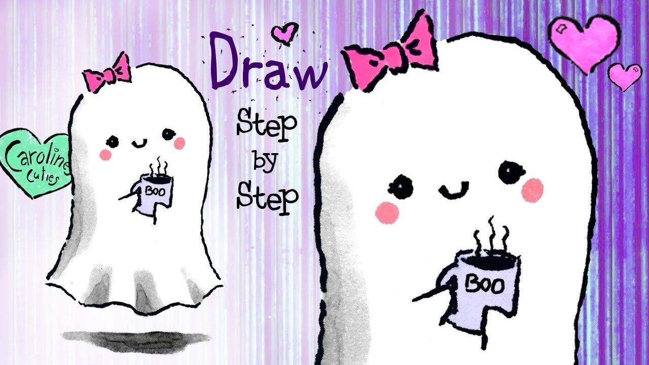 1280x720 How To Draw A Cute Ghost, Step By Step Kawaii Ghost Drawing