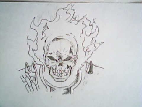 480x360 Ghost Rider Drawing (Frontal Face, Marvel Comics)