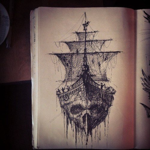 500x500 Ghost Ship More Pirate Ship Drawing Pirate Tattoo Idea Awesome