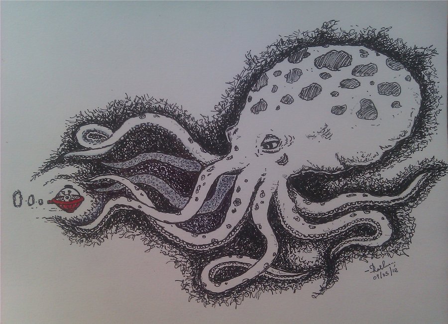 900x651 Giant Octopus N The Alien Attack By Napst3rs