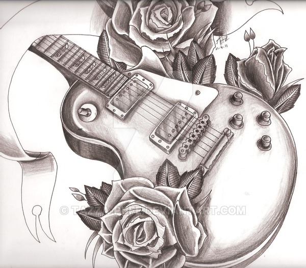 600x526 Gibson Les Paul + Roses By Tazza Pufe