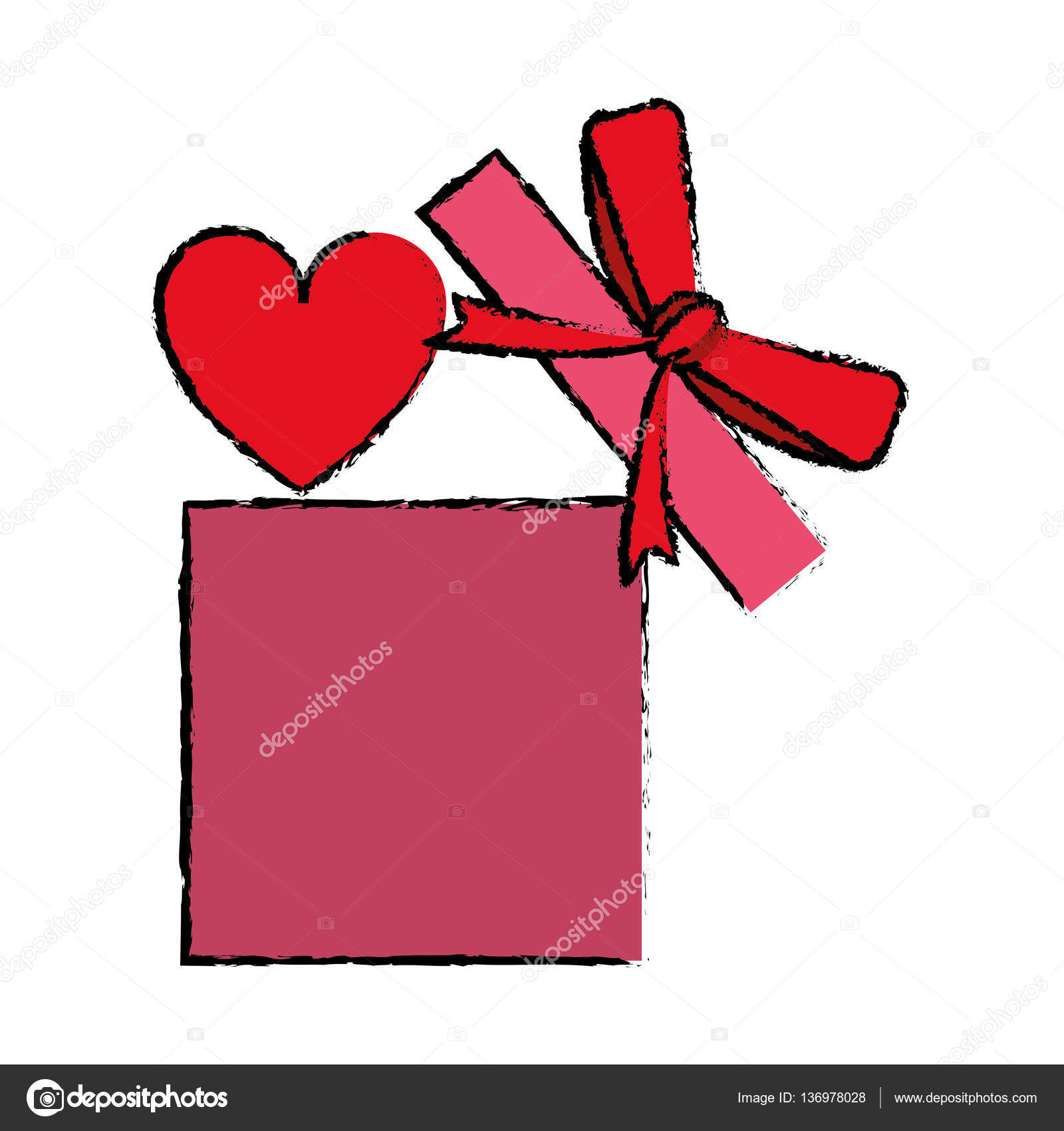 1600x1700 Drawing Love Gift Box Bow Wrapped Stock Vector Jemastock