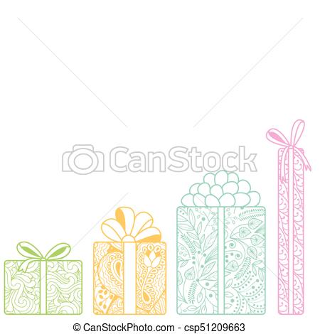 450x470 Bright Gift Boxes Bottom On White Background Clip Art Vector