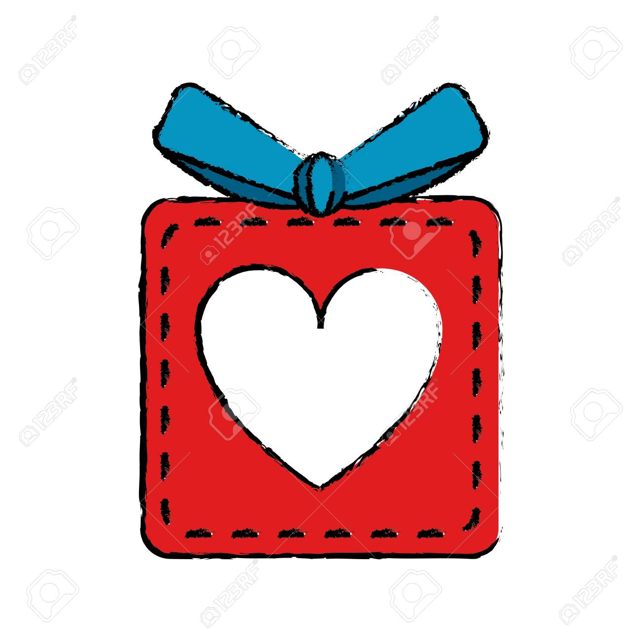 1300x1300 Drawing Red Gift Box Heart Love Present Vector Illustration Clip
