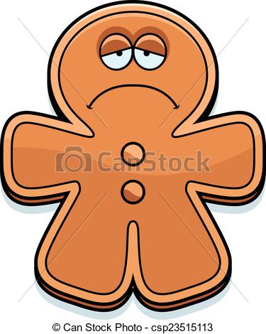375x470 Sad Cartoon Gingerbread Man. A Cartoon Illustration Of A Vector
