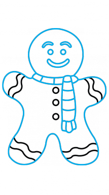 215x382 How To Draw Gingerbread Man, Christmas Items, Easy Step By Step