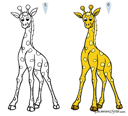 500x454 Cartoon Giraffe Drawing Lesson