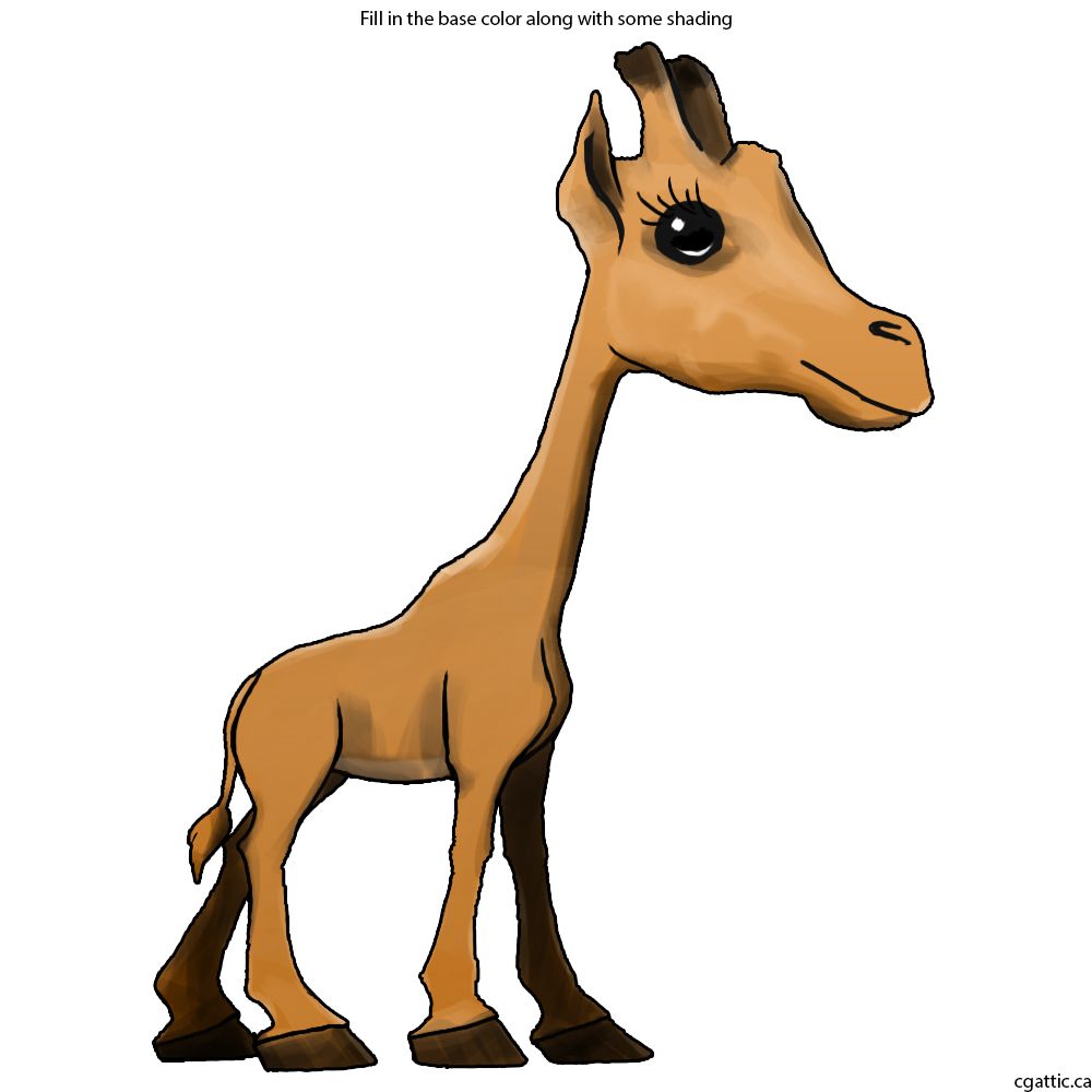 1000x1000 Cartoon Giraffe Drawing In 4 Steps With Photoshop Cartoon