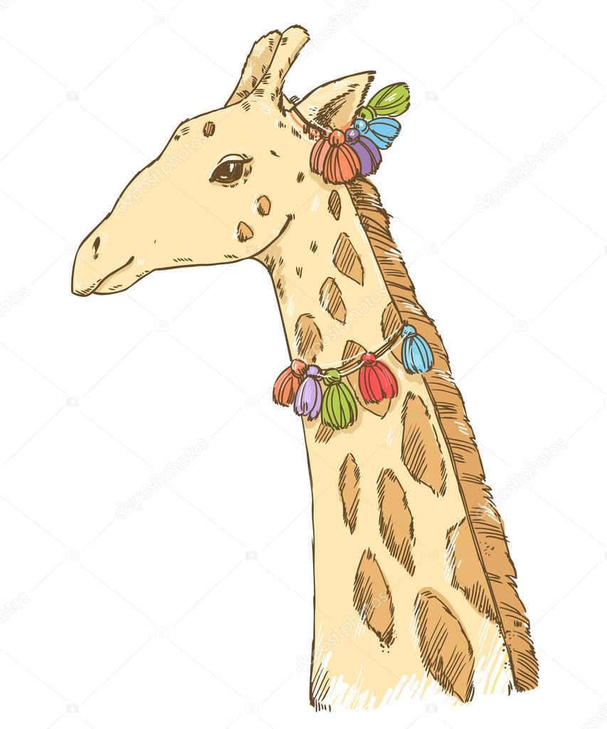 853x1024 Giraffe Head With Pom Poms Stock Vector Lunter