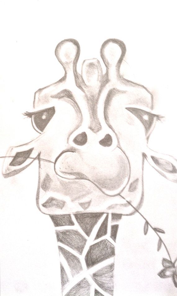 570x953 Funny Giraffe Drawing. By Bunnytheduck On Etsy, Animal Sketch