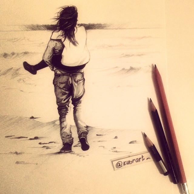 640x640 New Girl And Boy Drawing By Kubrart