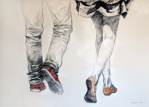 500x358 Guy And Girl Walking Together Drawing Artsy Fartsy