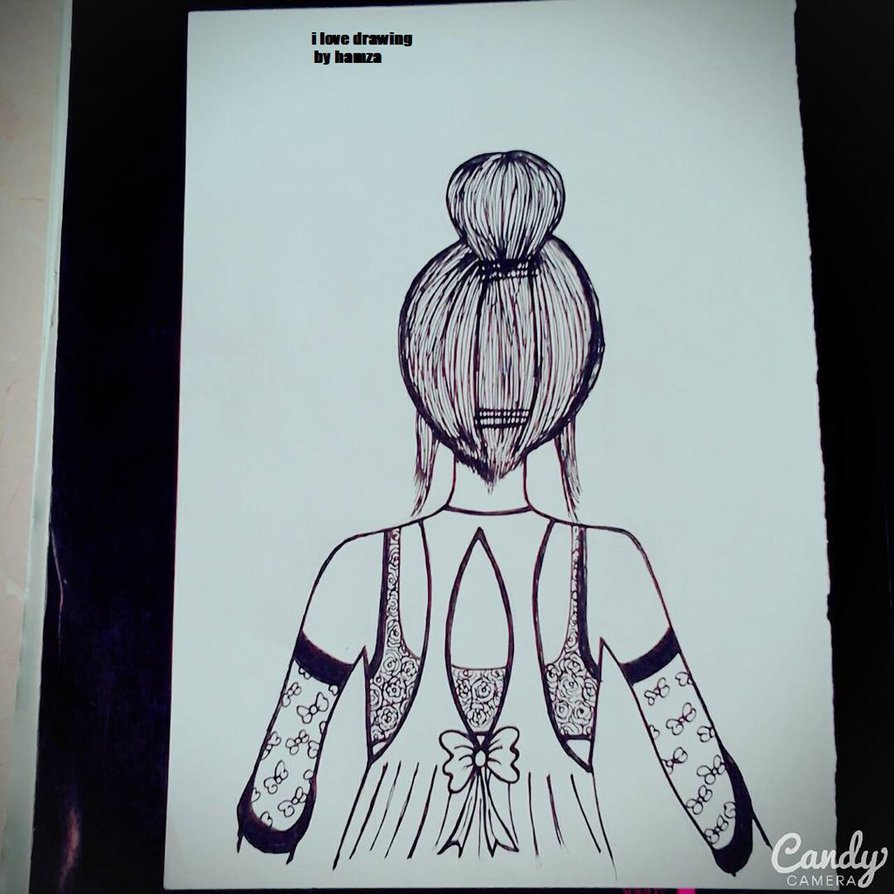 894x894 Girl Back Drawing By Hhhaaammmzzzaaa