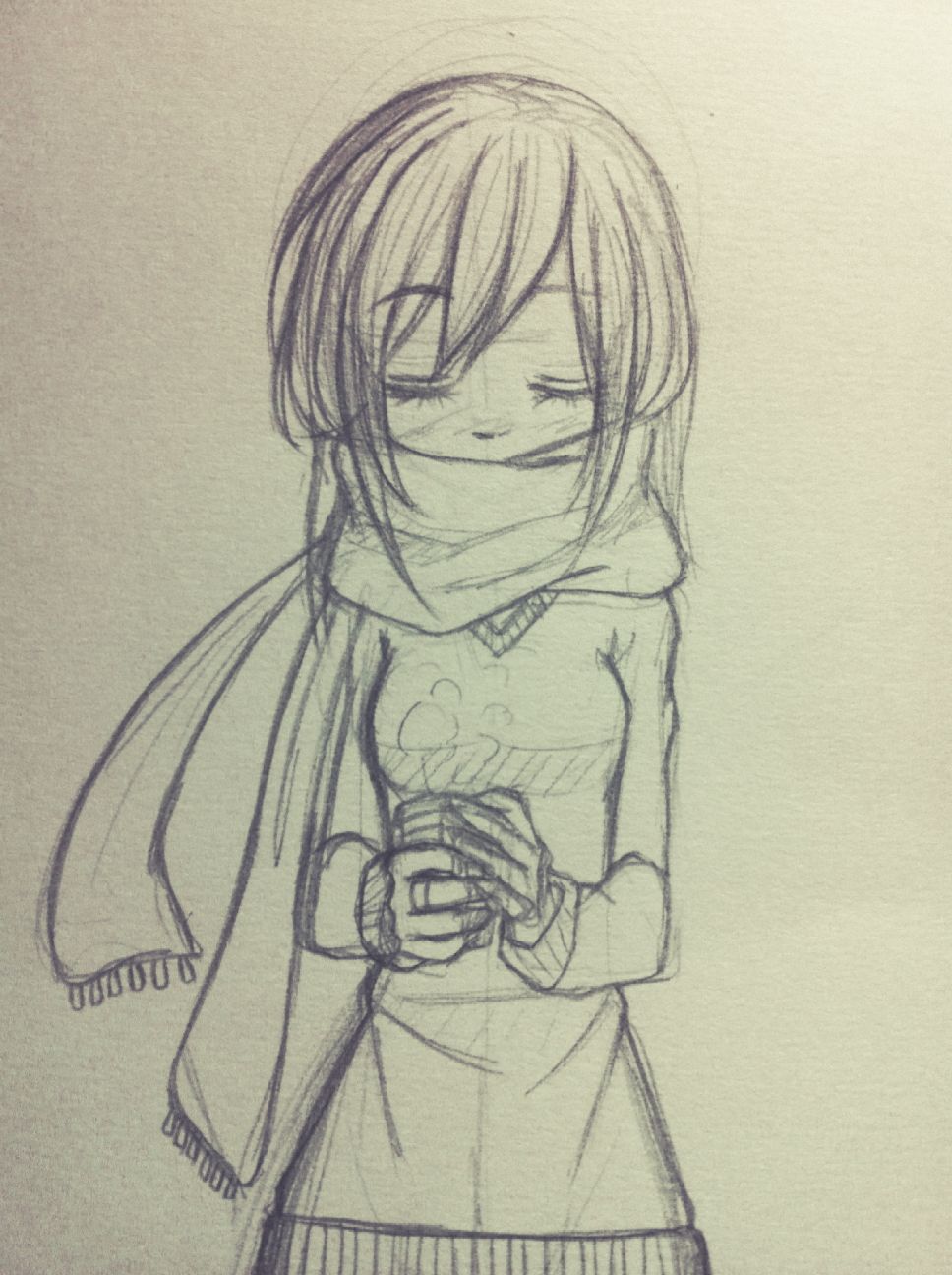 968x1296 I Like To Draw Girl Wearing A Scraf So Much, And I Have No Idea