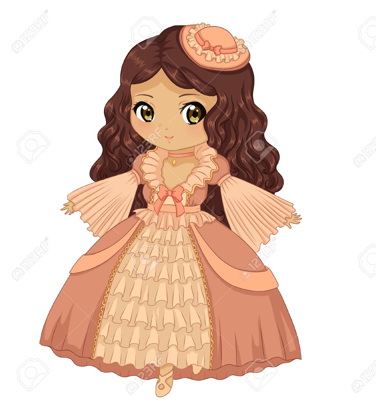 1213x1300 Beautiful Dress Cute Girl Drawing Stock Photo, Picture And Royalty