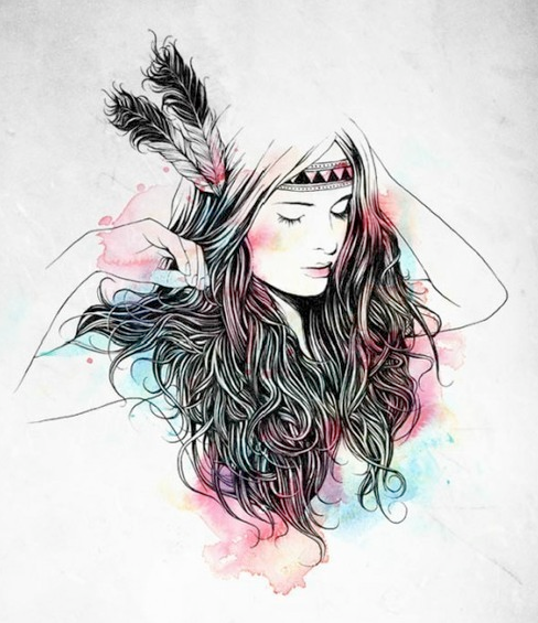 488x565 Hipster Girl Drawing On Tumblr On We Heart It
