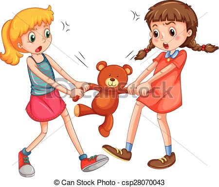 450x384 Two Girls Fighting For A Teddy Bear Eps Vector