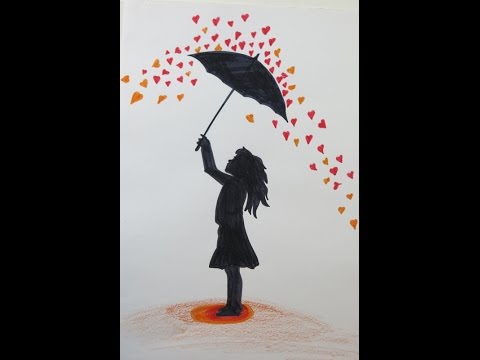 480x360 Valentine's Day Diy Drawing A Girl With An Umbrella In A Rain