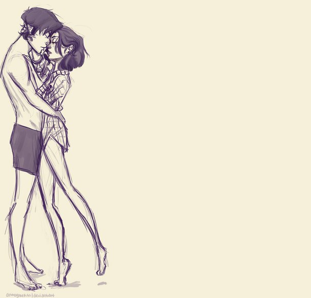 610x583 Boy, Couple, Draw, Drawing, Girl, Hug, Kiss, Love, Painting
