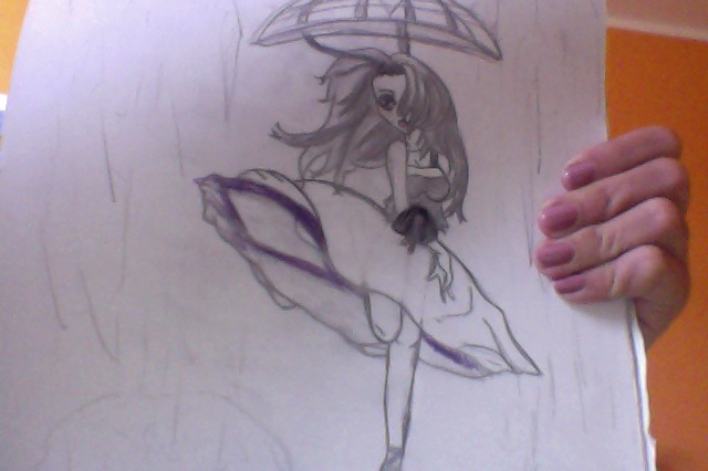 640x426 Girl Dancing In The Rain With Umbrella By Grimmycatlover