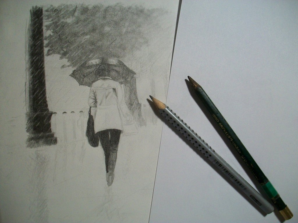 1024x768 Walk In The Rain Wip1 By Croatian Artist Girl