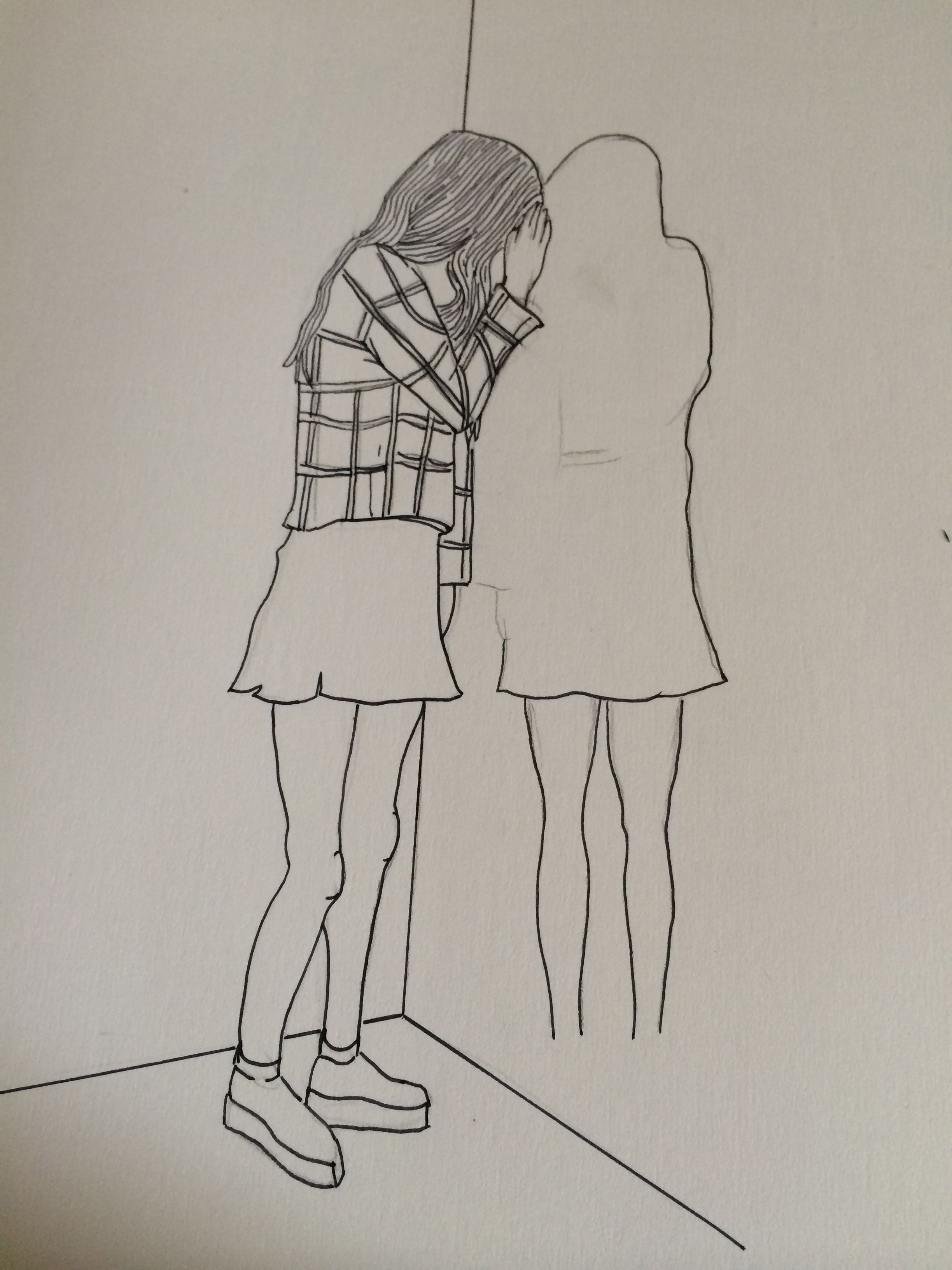 2448x3264 Ooh. Shadow Siamese Twin. Real Girl Looking Forward Shadow