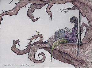 300x222 Girl Reading Book Drawings