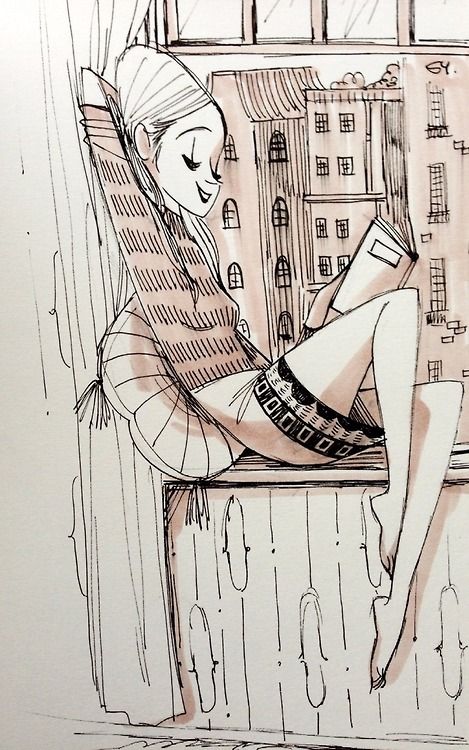 469x750 Girl Reading A Book Illustration, Sketch, Drawing Ragazza Mentre