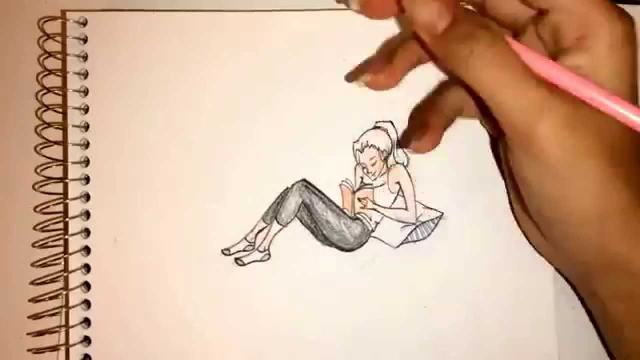 1280x720 How To Draw A Girl Reading