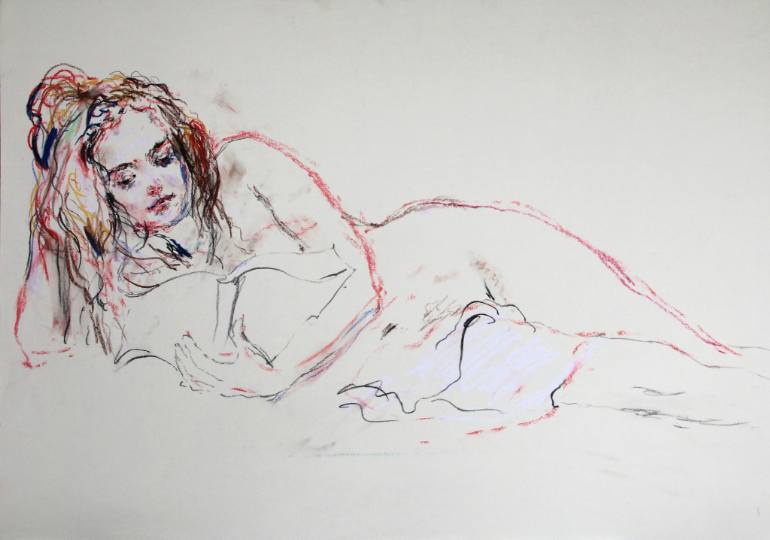 770x540 Saatchi Art Girl Reading Drawing By Velemir Pankratov