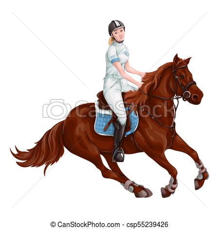 450x470 Woman, Girl Riding Horses Vector Illustration, Isolated . Vector