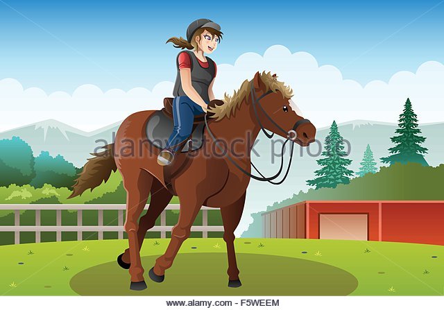 640x447 Woman Riding Horse Stock Vector Images